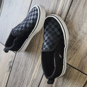 Vans size 13 unisex slip on black checker